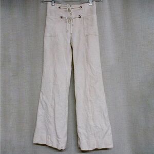 Chanel Cruise Cotton Tweed Cream Lace-Up Trousers 34